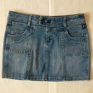 Highway Jeans denim mini skirt, stretch, lots of pockets